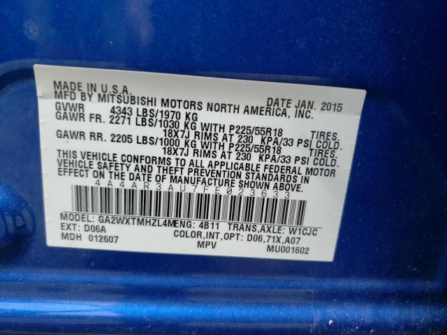 Photo 10 from auction – 2015 MITSUBISHI OUTLANDER with VIN 4A4AR3AU7FE023633