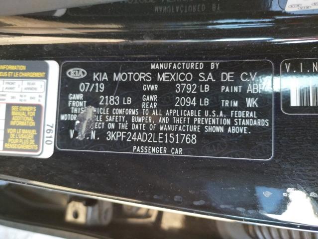 Photo 10 from auction – 2020 KIA FORTE FE with VIN 3KPF24AD2LE151768