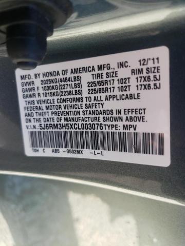 Photo 10 from auction – 2012 HONDA CR-V EX with VIN 5J6RM3H5XCL003076