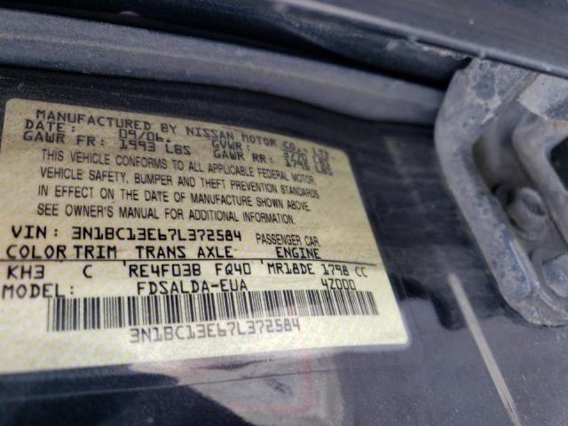 Photo 10 from auction – 2007 NISSAN VERSA S with VIN 3N1BC13E67L372584