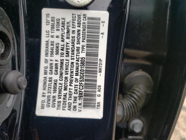 Photo 10 from auction – 2016 HONDA CIVIC LX with VIN 19XFC2F53GE015805