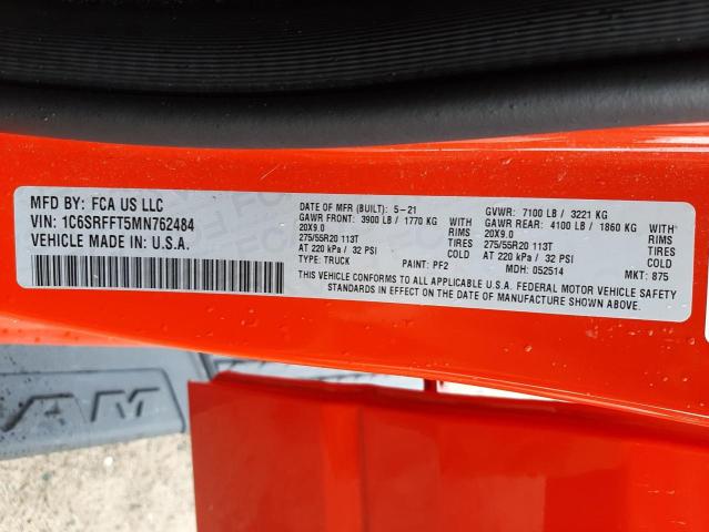 Photo 10 from auction – 2021 RAM 1500 BIG H with VIN 1C6SRFFT5MN762484
