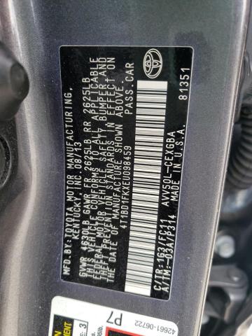 Photo 10 from auction – 2014 TOYOTA CAMRY HYBR with VIN 4T1BD1FKXEU098459