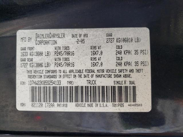 Photo 10 from auction – 2005 DODGE DAKOTA ST with VIN 1D7HW22K85S254133
