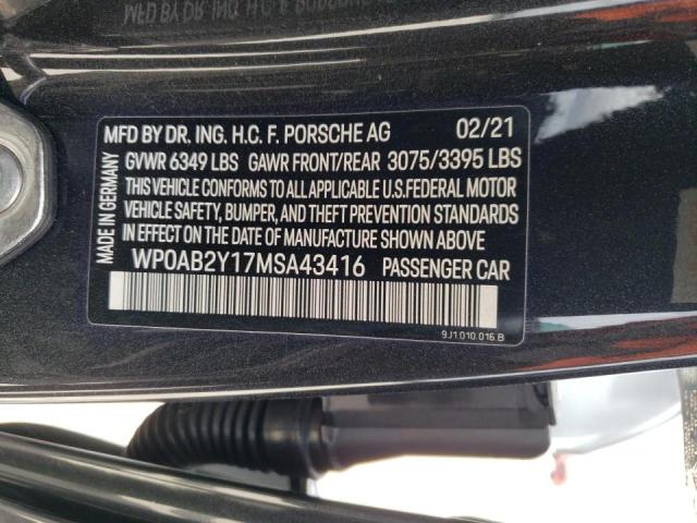 Photo 10 from auction – 2021 PORSCHE TAYCAN 4S with VIN WP0AB2Y17MSA43416