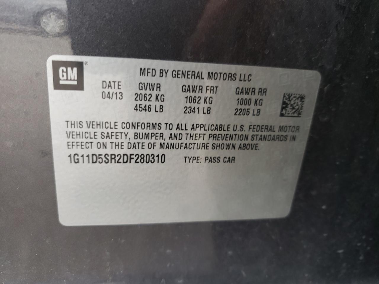 Photo 10 from auction – 2013 CHEVROLET MALIBU 1LT with VIN 1G11D5SR2DF280310