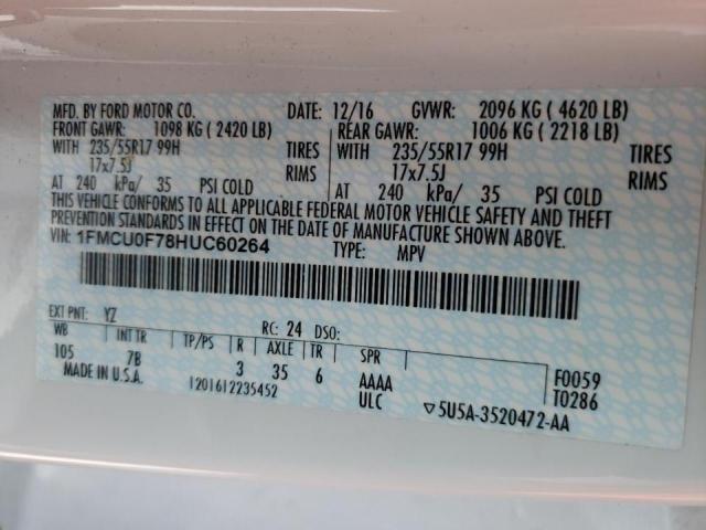 Photo 10 from auction – 2017 FORD ESCAPE S with VIN 1FMCU0F78HUC60264