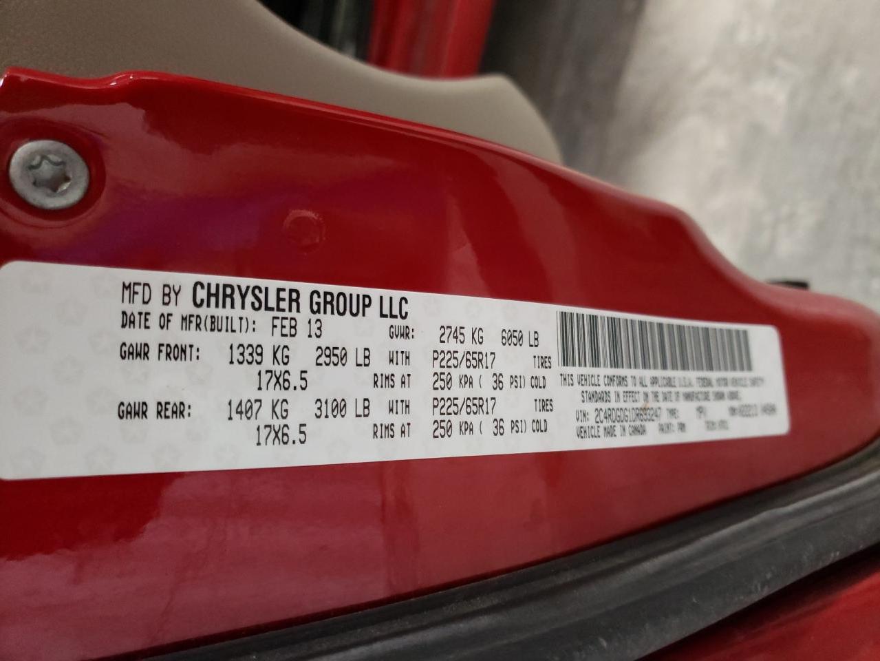 Photo 10 from auction – 2013 DODGE GRAND CARA with VIN 2C4RDGDG1DR693247