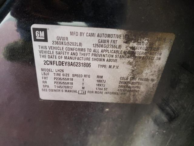 Photo 10 from auction – 2010 CHEVROLET EQUINOX LT with VIN 2CNFLDEY8A6231806