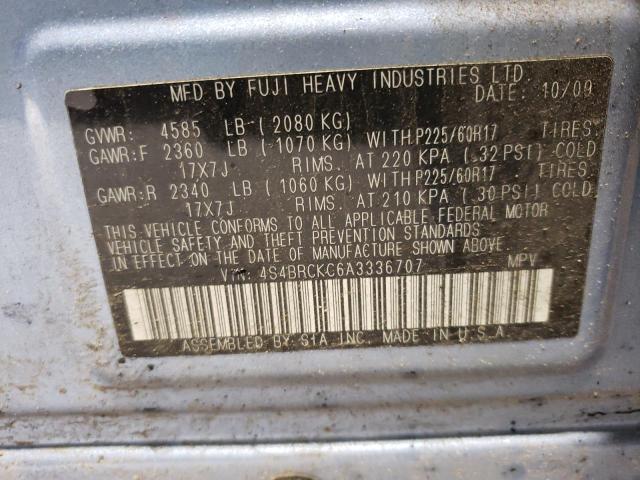 Photo 10 from auction – 2010 SUBARU OUTBACK 2. with VIN 4S4BRCKC6A3336707