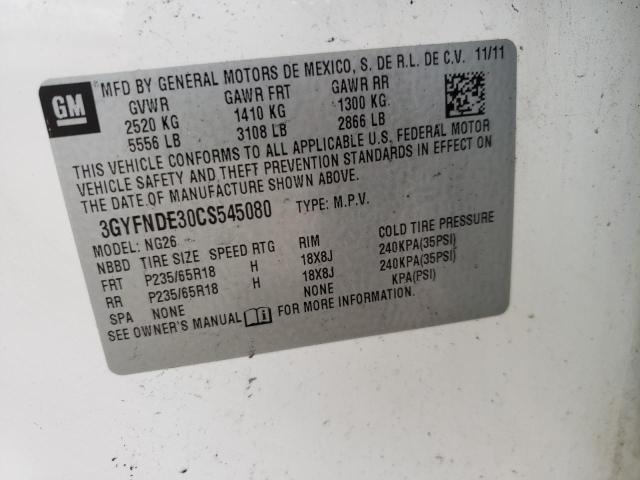 Photo 10 from auction – 2012 CADILLAC SRX LUXURY with VIN 3GYFNDE30CS545080
