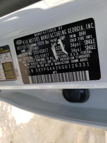 Photo 10 from auction – 2016 KIA SORENTO LX with VIN 5XYPG4A36GG126331