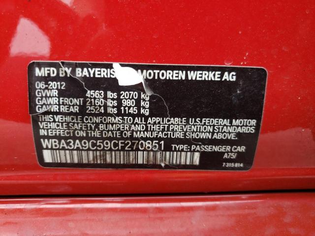 Photo 10 from auction – 2012 BMW 335 I with VIN WBA3A9C59CF270851