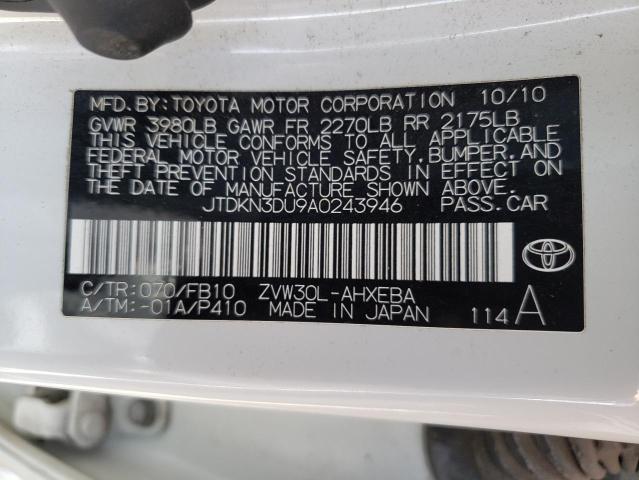 TOYOTA PRIUS 2010 with VIN JTDKN3DU9A0243946 - Photo from auction