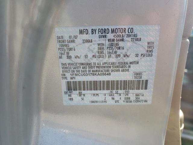 Photo 10 from auction – 2008 FORD ESCAPE XLT with VIN 1FMCU03178KA05648