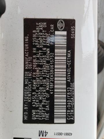Photo 10 from auction – 2011 TOYOTA CAMRY BASE with VIN 4T1BF3EK5BU615752