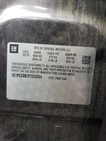 Photo 10 from auction – 2015 CHEVROLET CRUZE LT with VIN 1G1PC5SB7F7202604