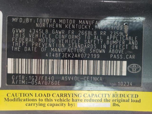 Photo 10 from auction – 2010 TOYOTA CAMRY BASE with VIN 4T4BF3EK2AR072199
