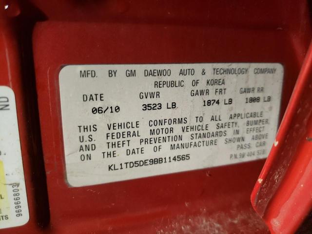 Photo 10 from auction – 2011 CHEVROLET AVEO LS with VIN KL1TD5DE9BB114565