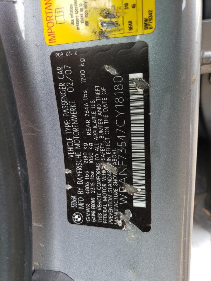 Photo 10 from auction – 2007 BMW 5 SERIES with VIN WBANF73547CY18180