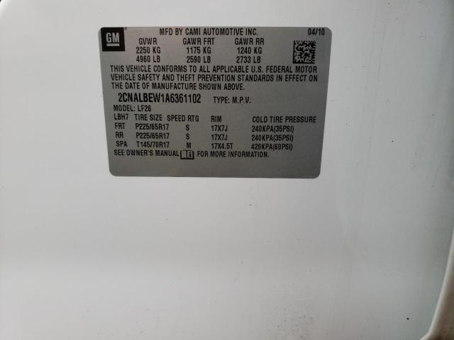 Photo 10 from auction – 2010 CHEVROLET EQUINOX LS with VIN 2CNALBEW1A6361102