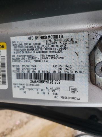 Photo 10 from auction – 2017 FORD FUSION SE with VIN 3FA6P0HD9HR281732