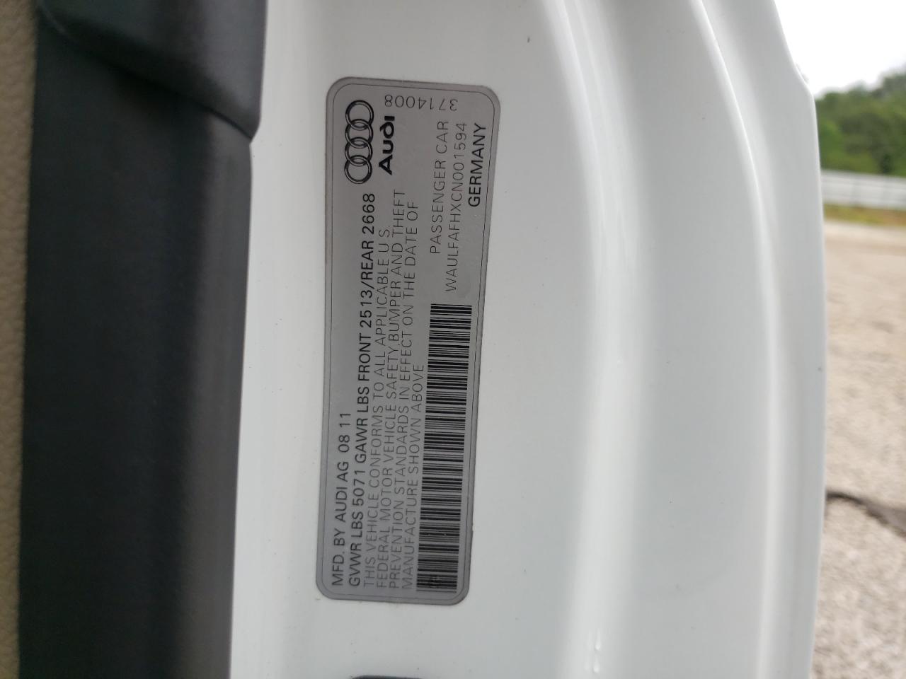 Photo 10 from auction – 2012 AUDI A5 PREMIUM with VIN WAULFAFHXCN001594