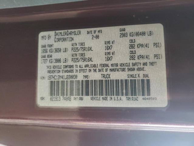 DODGE RAM 1500 2001 with VIN 1B7HC13Y41J220030 - Photo from auction