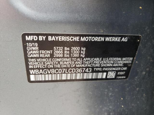 BMW M850XI 2020 with VIN WBAGV8C07LCD36743 - Photo from auction