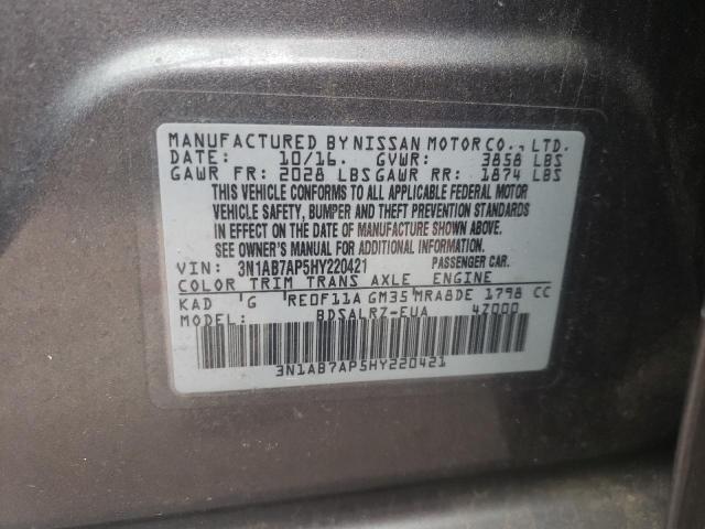 Photo 10 from auction – 2017 NISSAN SENTRA with VIN 3N1AB7AP5HY220421