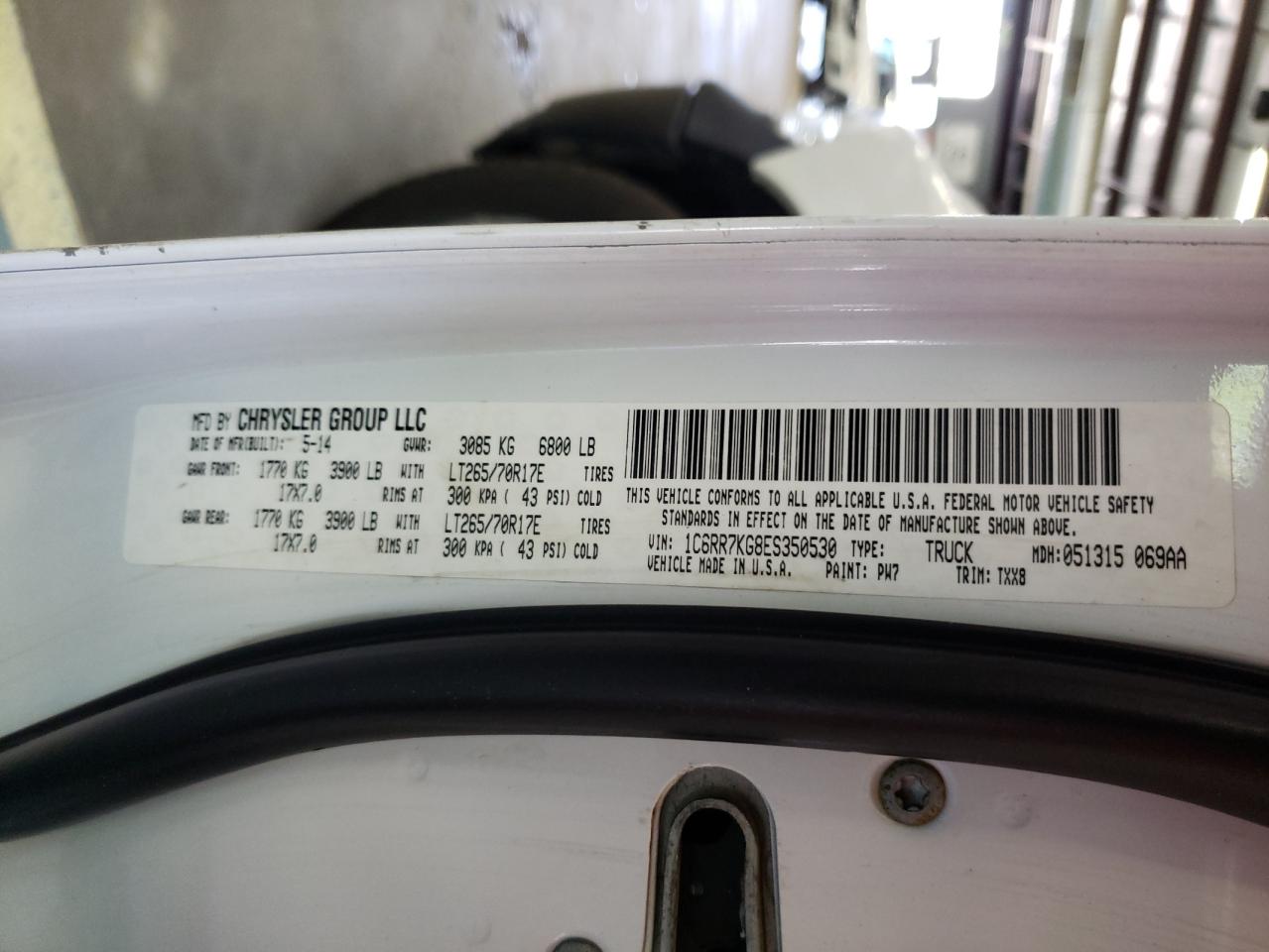 Photo 10 from auction – 2014 RAM 1500 ST with VIN 1C6RR7KG8ES350530