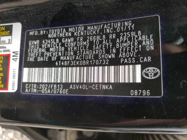 Photo 10 from auction – 2011 TOYOTA CAMRY BASE with VIN 4T4BF3EK0BR170732