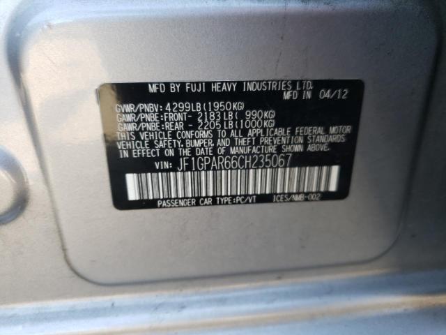Photo 10 from auction – 2012 SUBARU IMPREZA SP with VIN JF1GPAR66CH235067