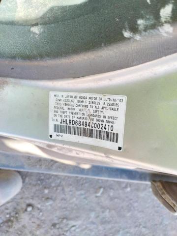 Photo 10 from auction – 2004 HONDA CR-V LX with VIN JHLRD68494C002410