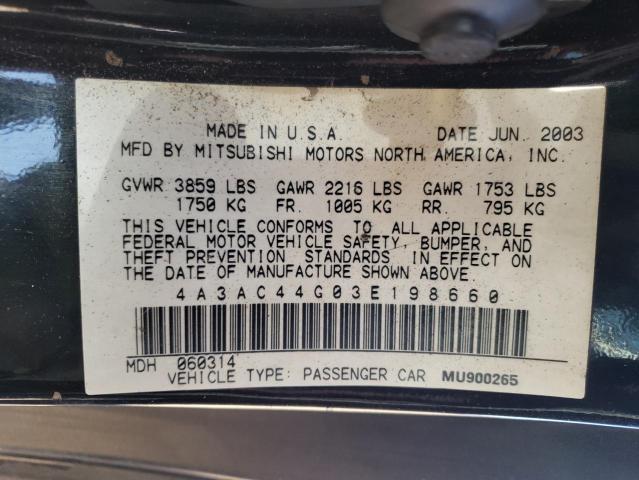 Photo 10 from auction – 2003 MITSUBISHI ECLIPSE GS with VIN 4A3AC44G03E198660