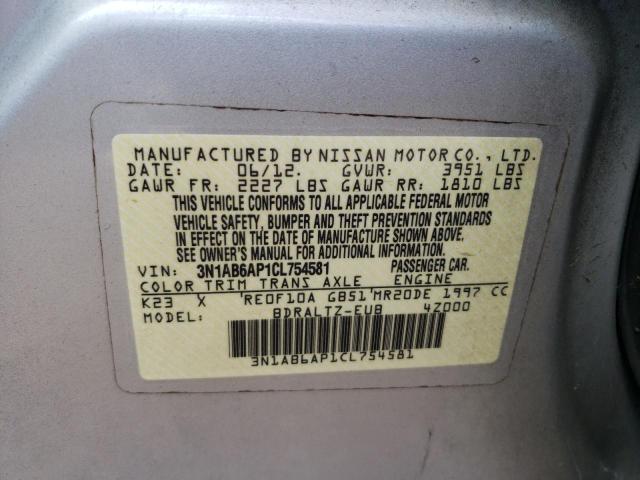 Photo 10 from auction – 2012 NISSAN SENTRA 2.0 with VIN 3N1AB6AP1CL754581