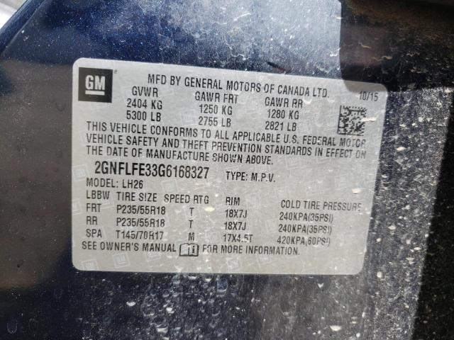 Photo 10 from auction – 2016 CHEVROLET EQUINOX LT with VIN 2GNFLFE33G6168327