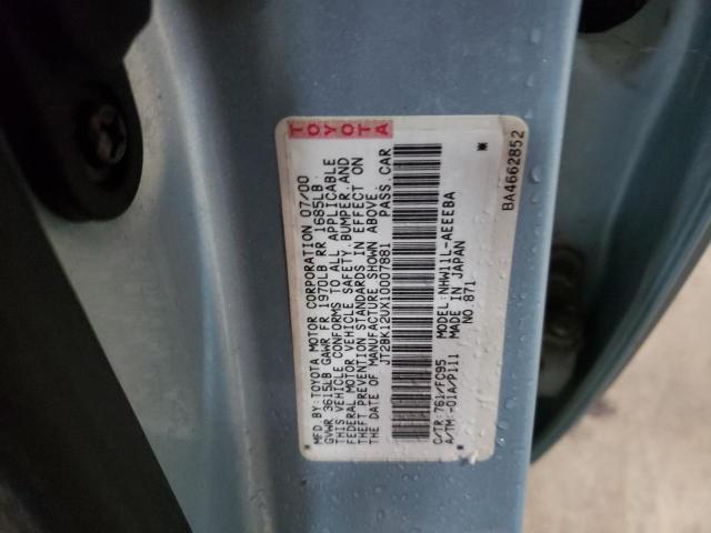 TOYOTA PRIUS 2001 with VIN JT2BK12UX10007881 - Photo from auction