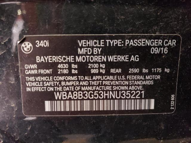 Photo 10 from auction – 2017 BMW 340 I with VIN WBA8B3G53HNU35221