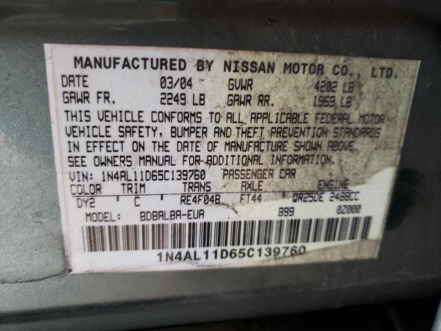 Photo 10 from auction – 2005 NISSAN ALTIMA S with VIN 1N4AL11D65C139760
