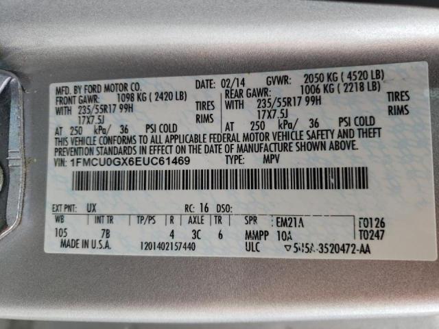 Photo 10 from auction – 2014 FORD ESCAPE SE with VIN 1FMCU0GX6EUC61469