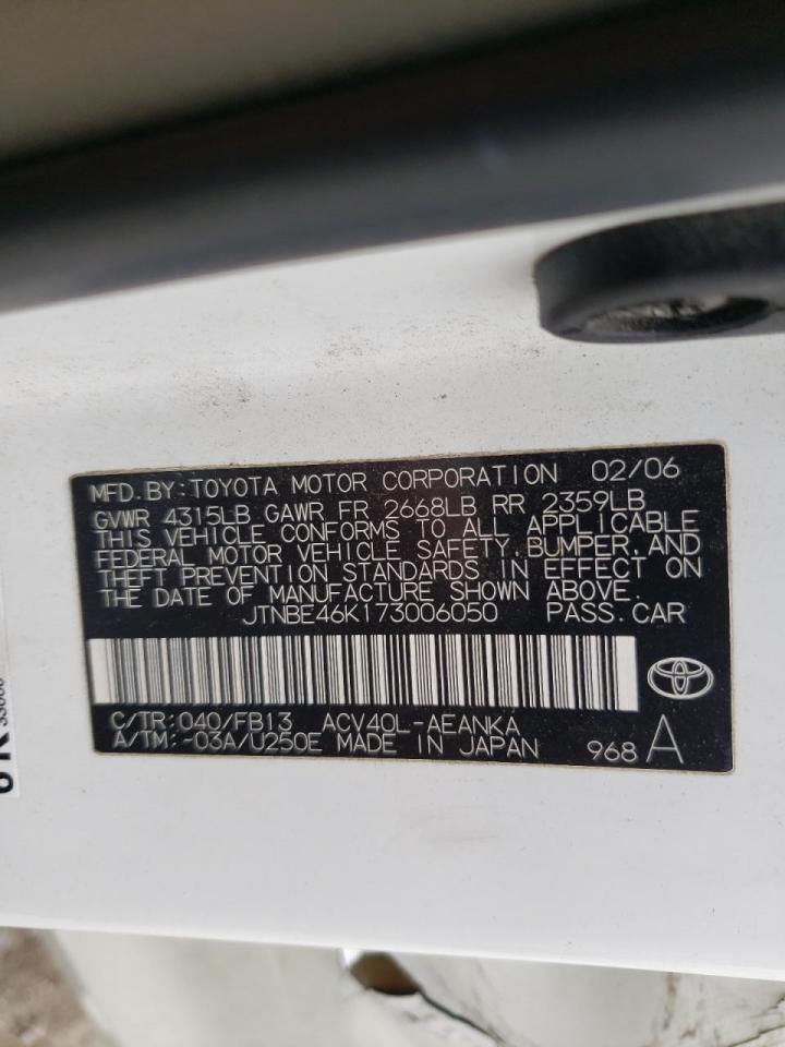 Photo 20 from auction – 2007 TOYOTA CAMRY CE with VIN JTNBE46K173006050