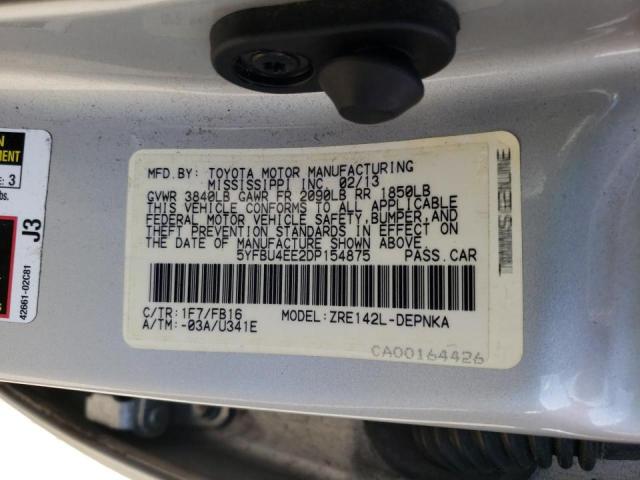 Photo 10 from auction – 2013 TOYOTA COROLLA BA with VIN 5YFBU4EE2DP154875
