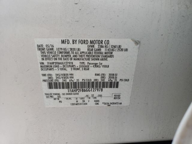 Photo 10 from auction – 2016 FORD TAURUS LIM with VIN 1FAHP2F86GG127978