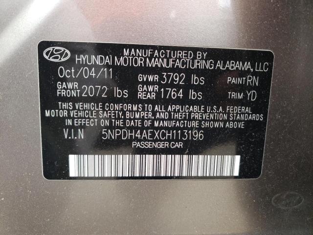 Photo 10 from auction – 2012 HYUNDAI ELANTRA GL with VIN 5NPDH4AEXCH113196