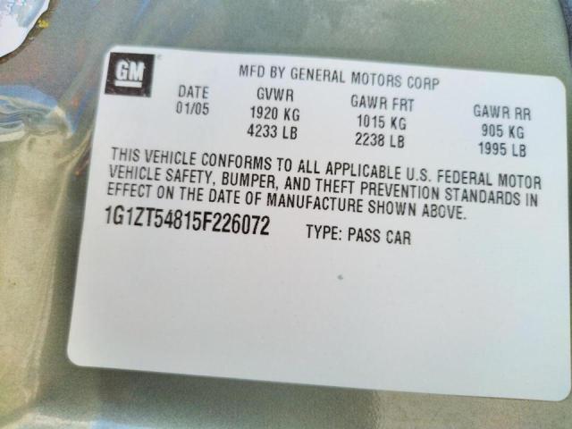 Photo 10 from auction – 2005 CHEVROLET MALIBU LS with VIN 1G1ZT54815F226072