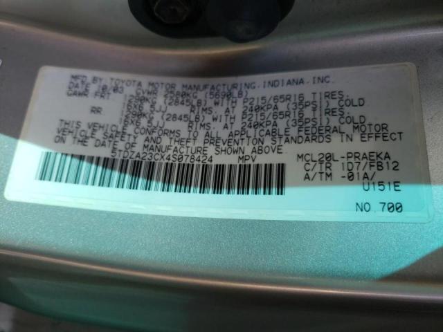 Photo 10 from auction – 2004 TOYOTA SIENNA CE with VIN 5TDZA23CX4S078424