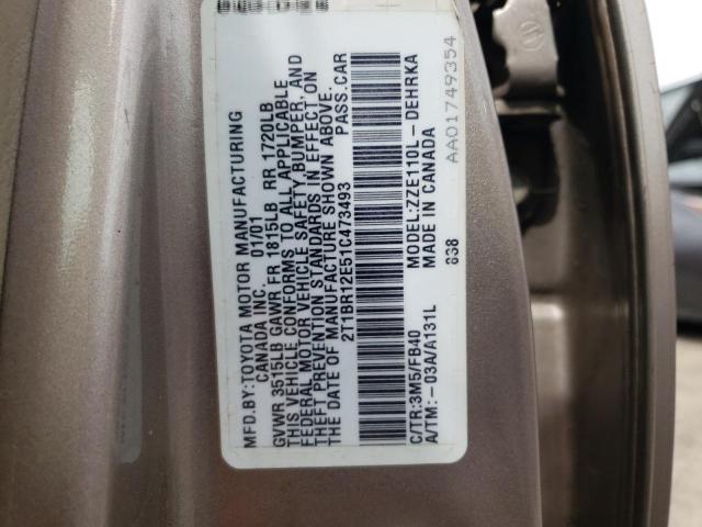 Photo 10 from auction – 2001 TOYOTA COROLLA CE with VIN 2T1BR12E51C473493