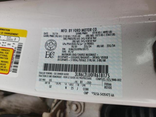 Photo 10 from auction – 2015 LINCOLN MKZ HYBRID with VIN 3LN6L2LU0FR618175