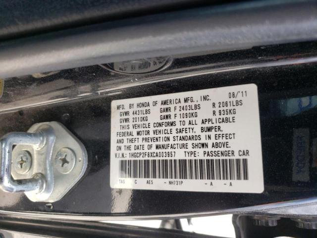 Photo 10 from auction – 2012 HONDA ACCORD EXL with VIN 1HGCP2F8XCA003957